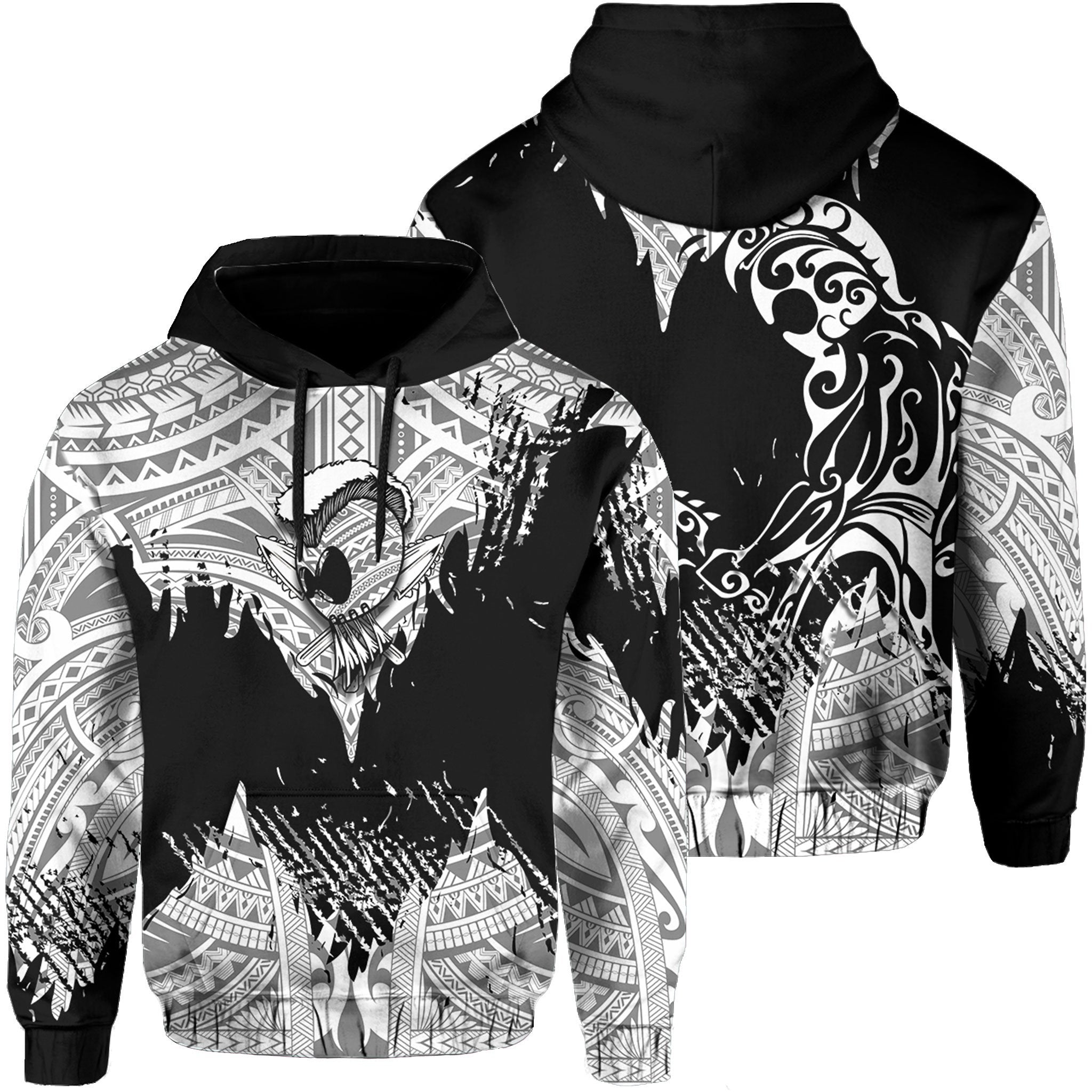 Hawaii Polynesian Hoodie Warrior Ikaika Benjamin Style White
