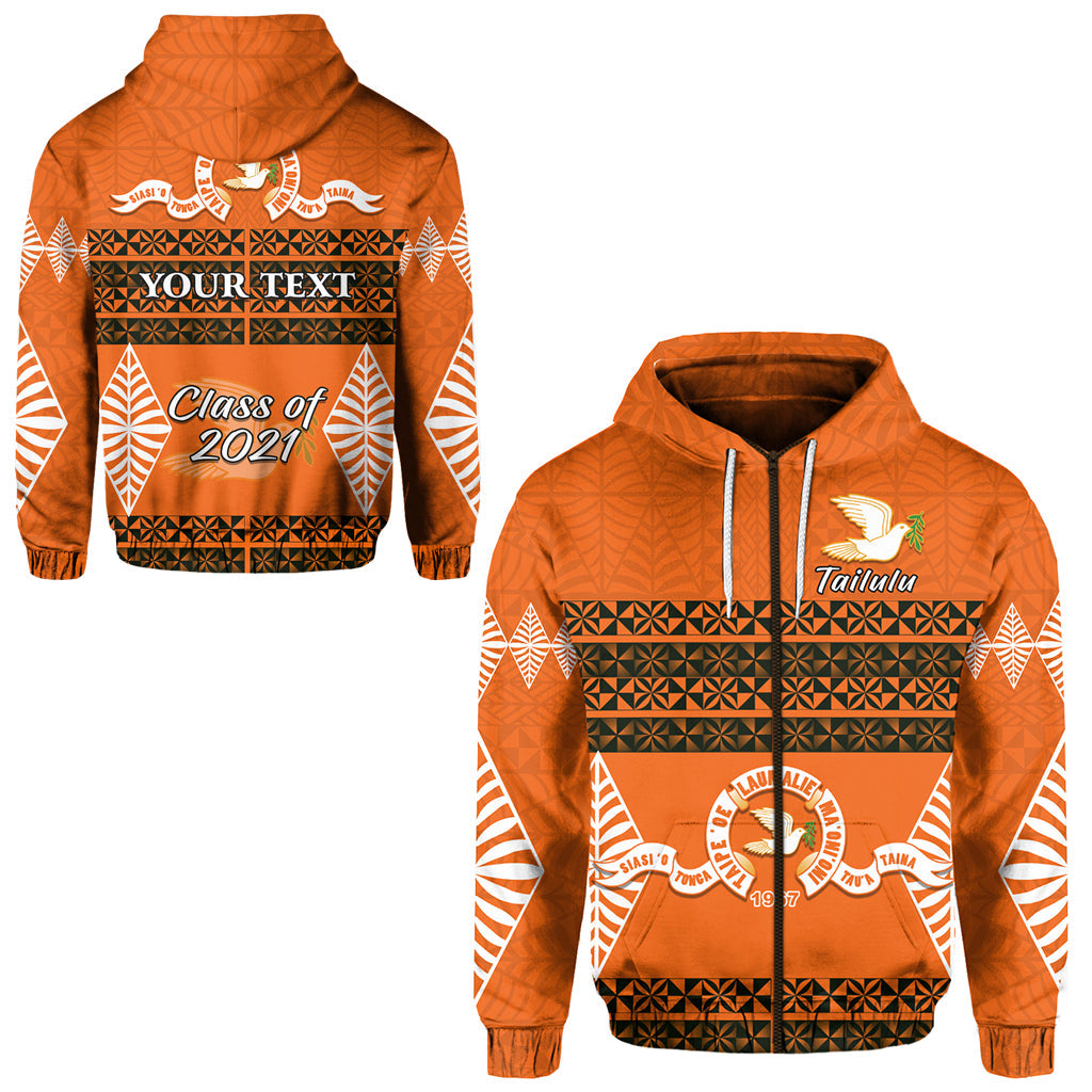 Custom Tailulu College Zip Hoodie Tonga Pattern Class Year and Your Text LT13