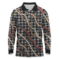 Hawaii Palaka Niihau Shell Lei Long Sleeve Polo Shirt Tropical Island Plaid Patterns DT05