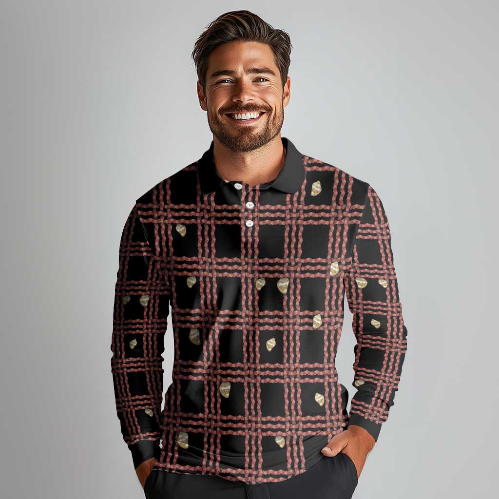 Hawaii Palaka Kahelelani Shell Lei Costume Long Sleeve Polo Shirt Plaid Patterns DT05