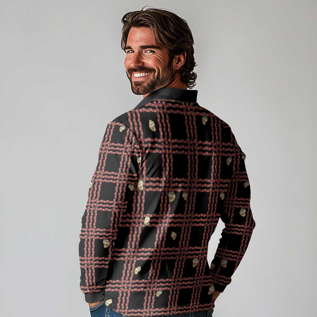 Hawaii Palaka Kahelelani Shell Lei Costume Long Sleeve Polo Shirt Plaid Patterns DT05