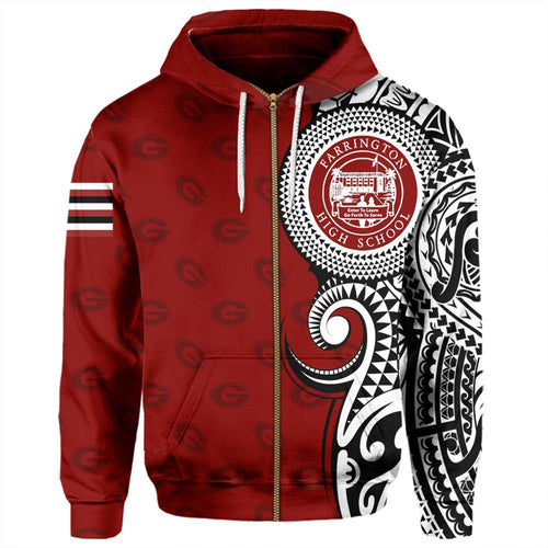 Custom Hawaii Hoodie Farrington High Tribal Kakau Zip Hoodie