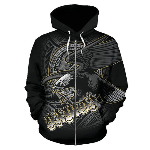 American Samoa Polynesian Eagle All Over Custom Zip up Hoodie