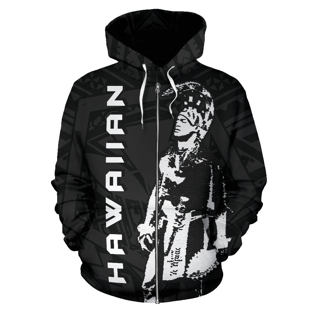 Polynesian Helmet Kanaka Warrior Hawaii Zip Hoodie