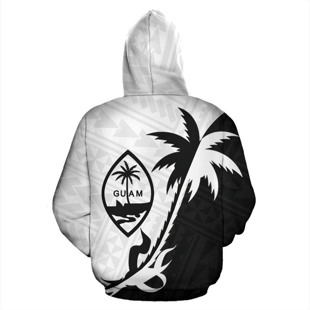 Guam Coconut Tree Zip up Hoodie Black White