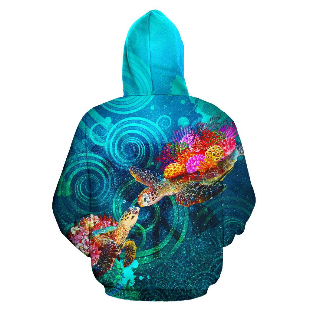 Polynesian Kanaka Maoli (Hawaiian) Zip up Hoodie Turtle Hawaii Map