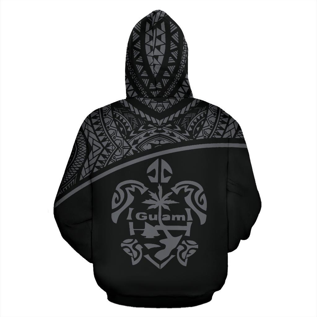 Guam All Over Zip up Hoodie Micronesia Curve Grey Style