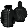 Hawaii Kakau Polynesian Gray Hammerhead Shark Hoodie (Zip)
