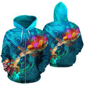 Polynesian Kanaka Maoli (Hawaiian) Zip up Hoodie Turtle Hawaii Map
