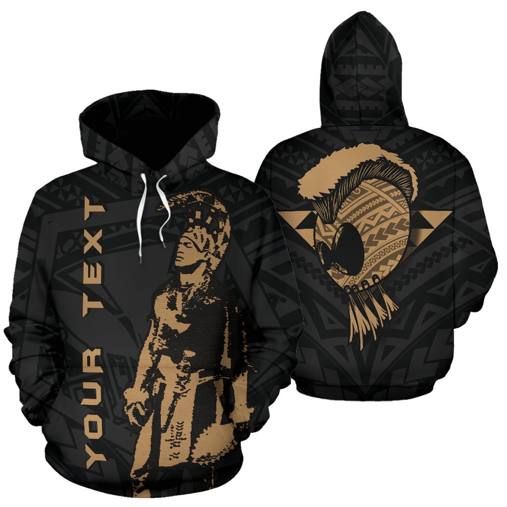 Polynesian Kakau Warrior Helmet Hawaii Custom Hoodie Gold