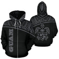 Guam All Over Zip up Hoodie Micronesia Curve Grey Style