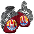 Tahiti Hoodie Tahiti Flag Polynesia Tattoo Red