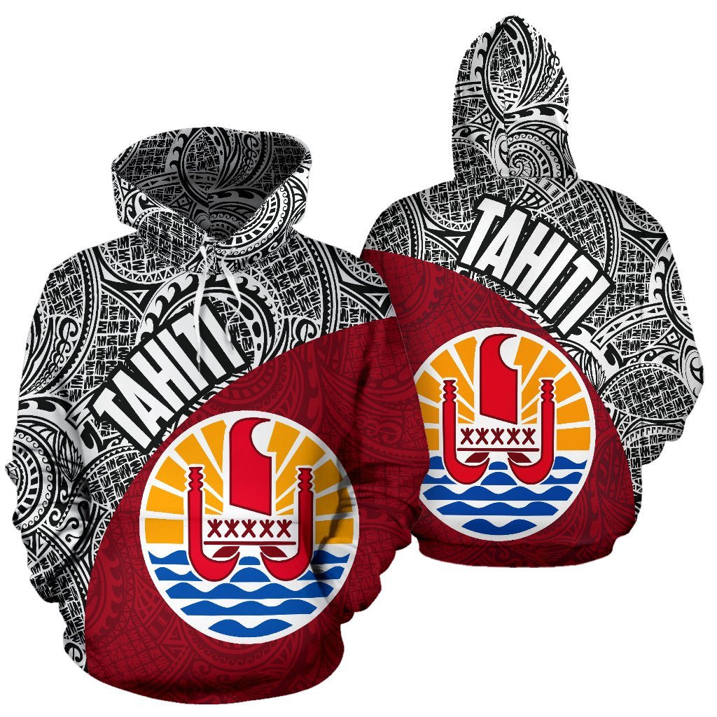 Tahiti Hoodie Tahiti Flag Polynesia Tattoo Red