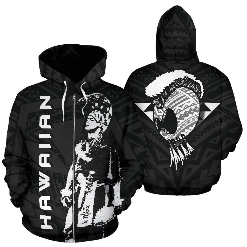 Polynesian Helmet Kanaka Warrior Hawaii Zip Hoodie