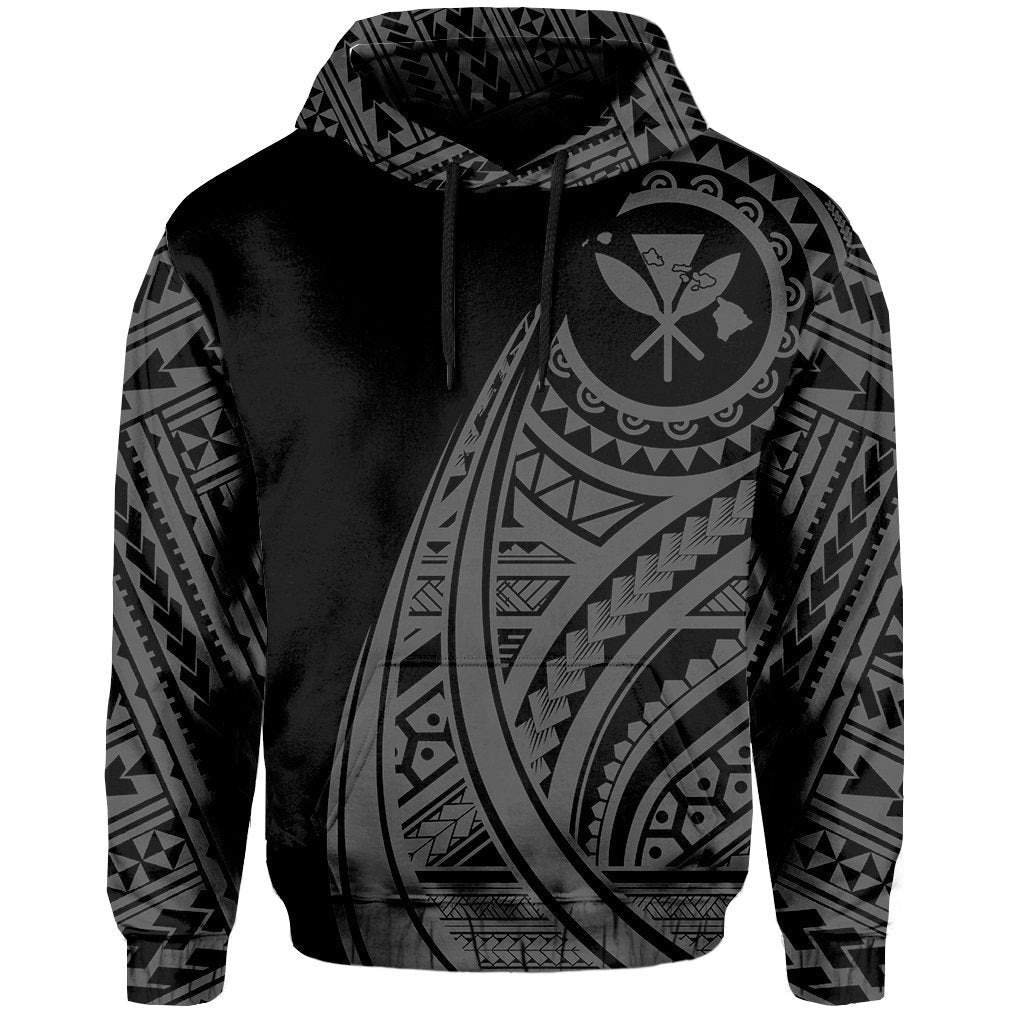 Hawaii Kanaka Polynesian Hoodie Tatoo Style Grey