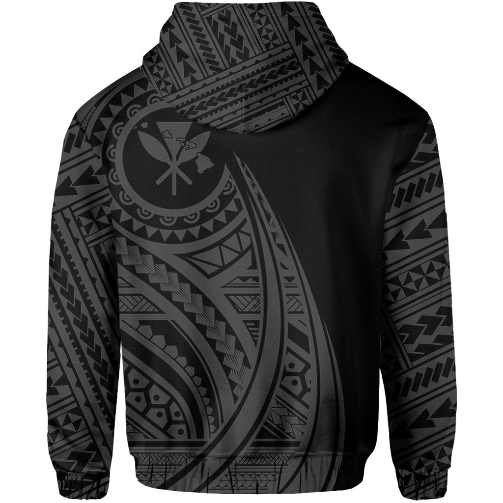 Hawaii Kanaka Polynesian Hoodie Tatoo Style Grey