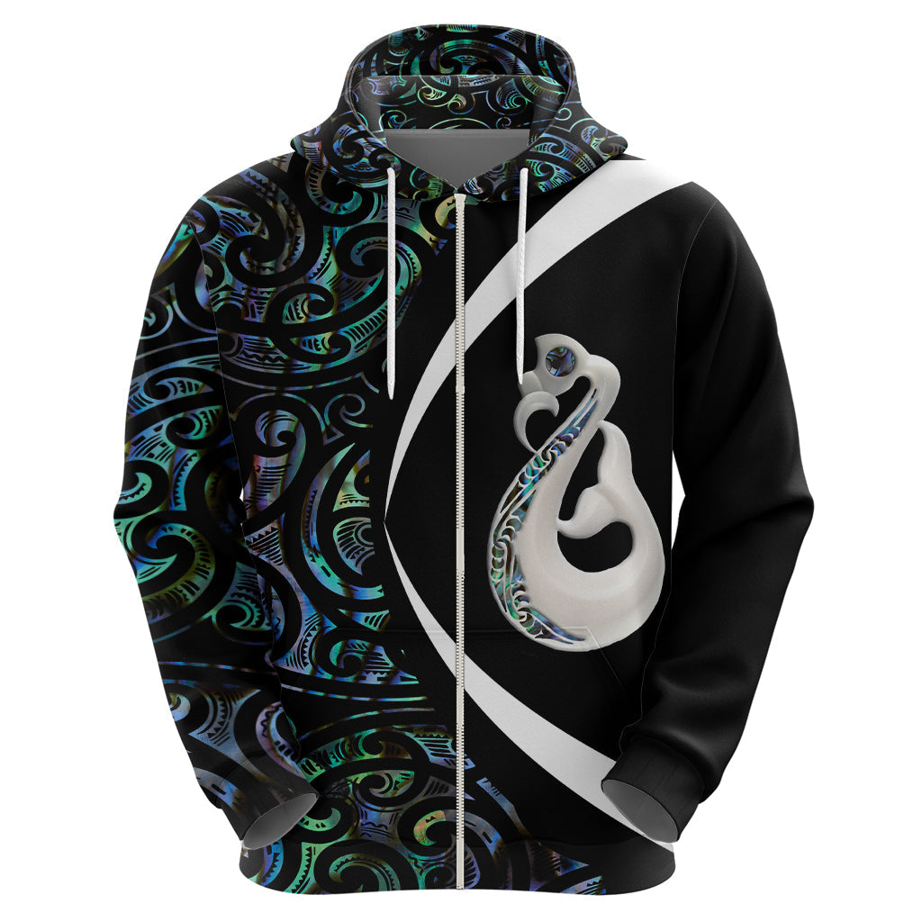 Aotearoa Maori Manaia Paua Shell Hoodie Circle Style