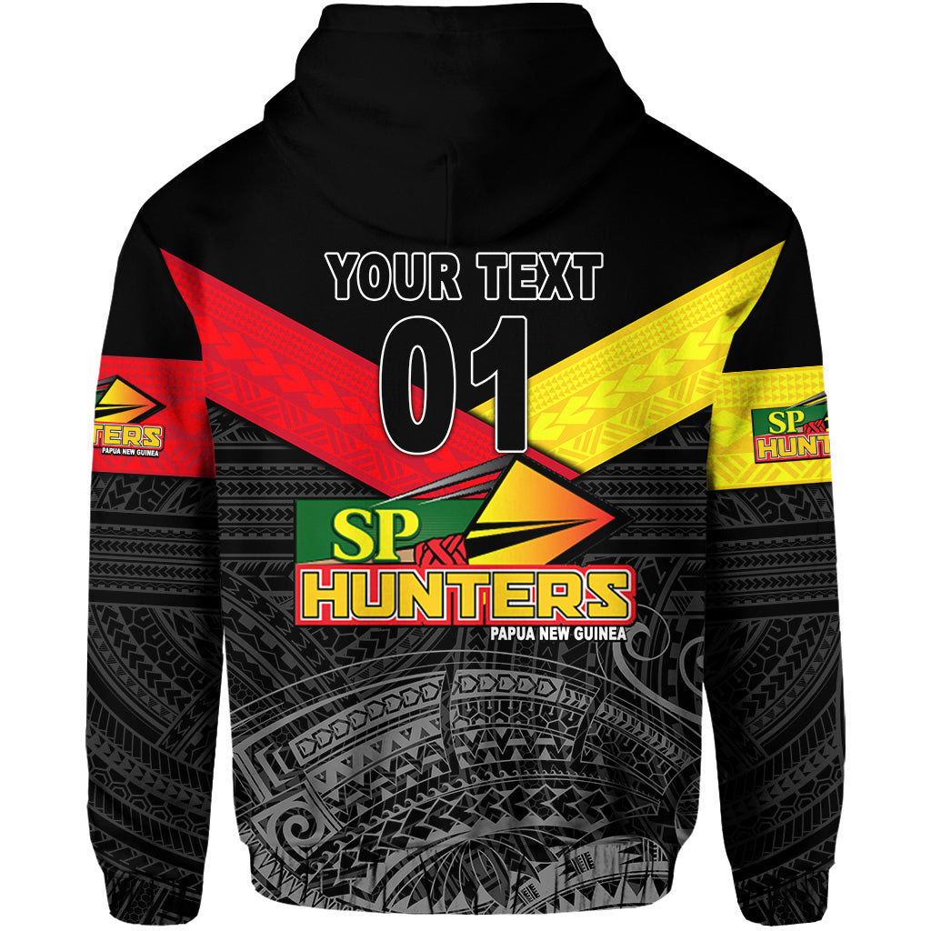 Custom Papua New Guinea SP Hunters Zip Hoodie Rugby Original Style Black, Custom Text and Number LT8
