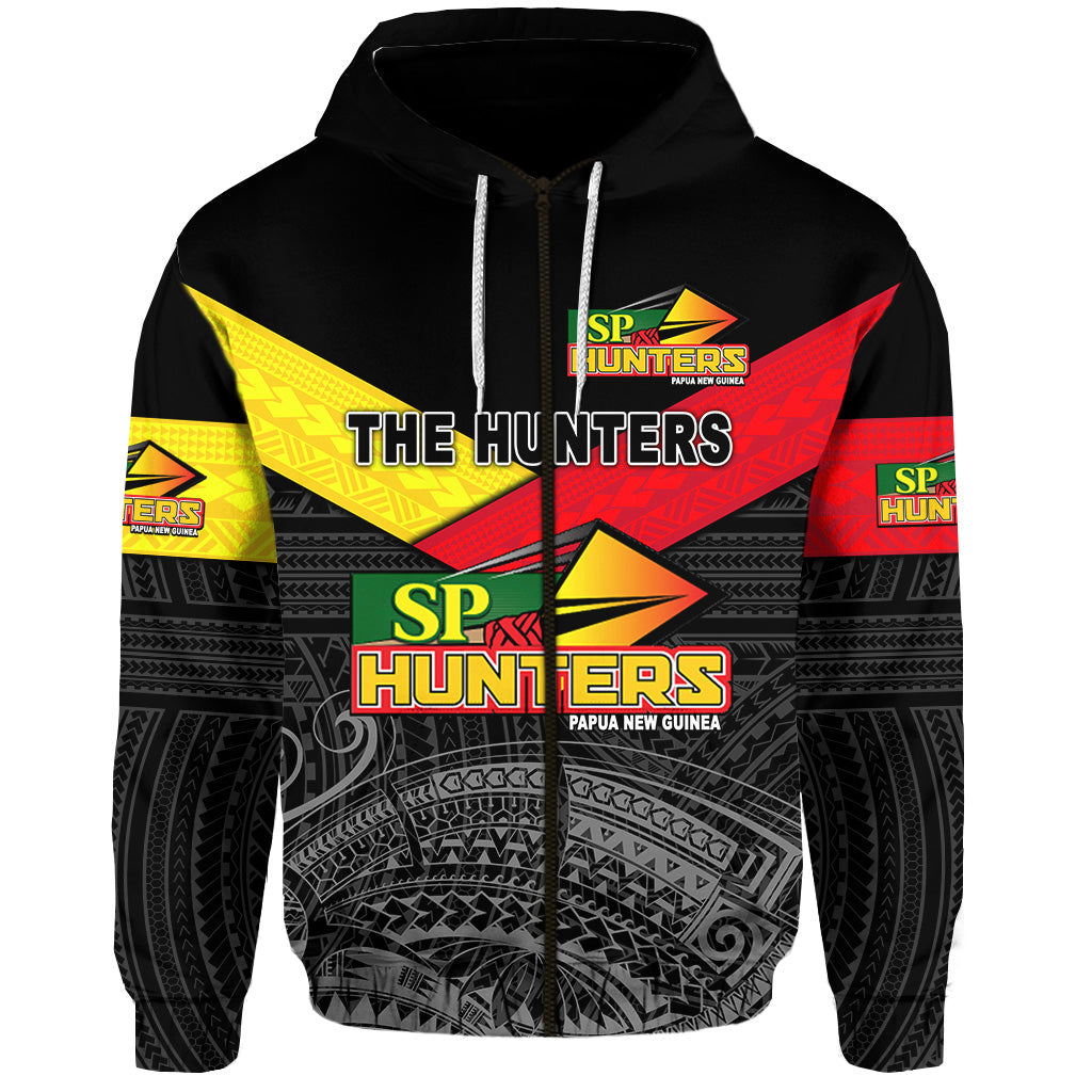 Custom Papua New Guinea SP Hunters Zip Hoodie Rugby Original Style Black, Custom Text and Number LT8