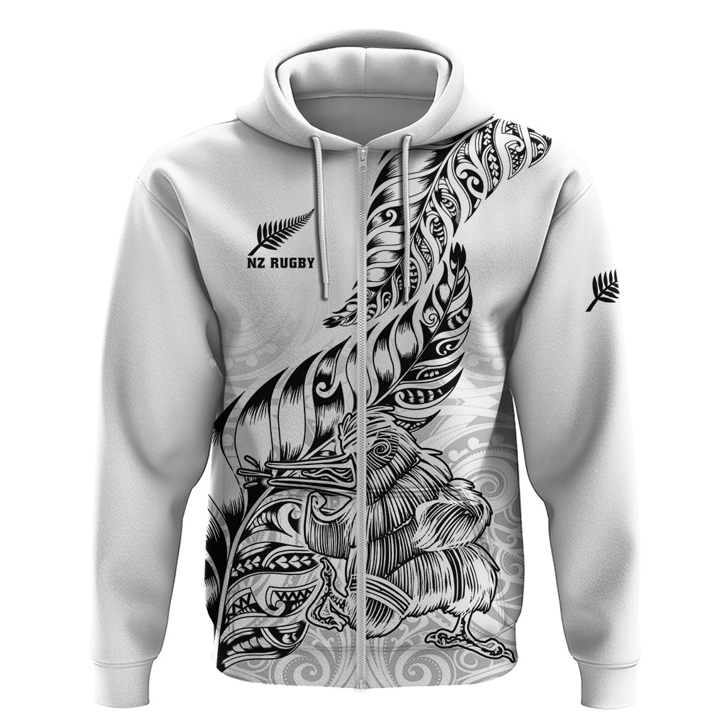 New Zealand Silver Fern Rugby Hoodie Aotearoa Kiwi Maori White Version LT01