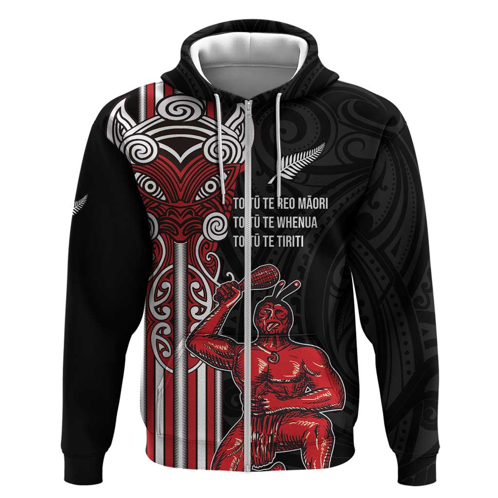 Toitu Te Reo Maori Toitu Te Whenua Toitu Te Tiriti Zip Hoodie Maori Warrior New Zealand LT01