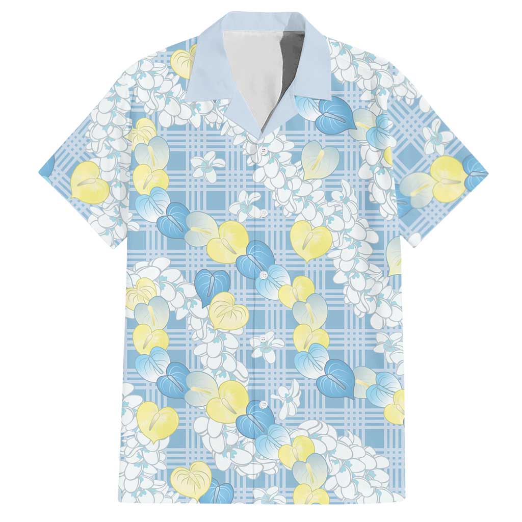 Anthurium Plumeria Lei Pastel Hawaiian Shirt Blue Hawaiian Splendid Palaka LT01