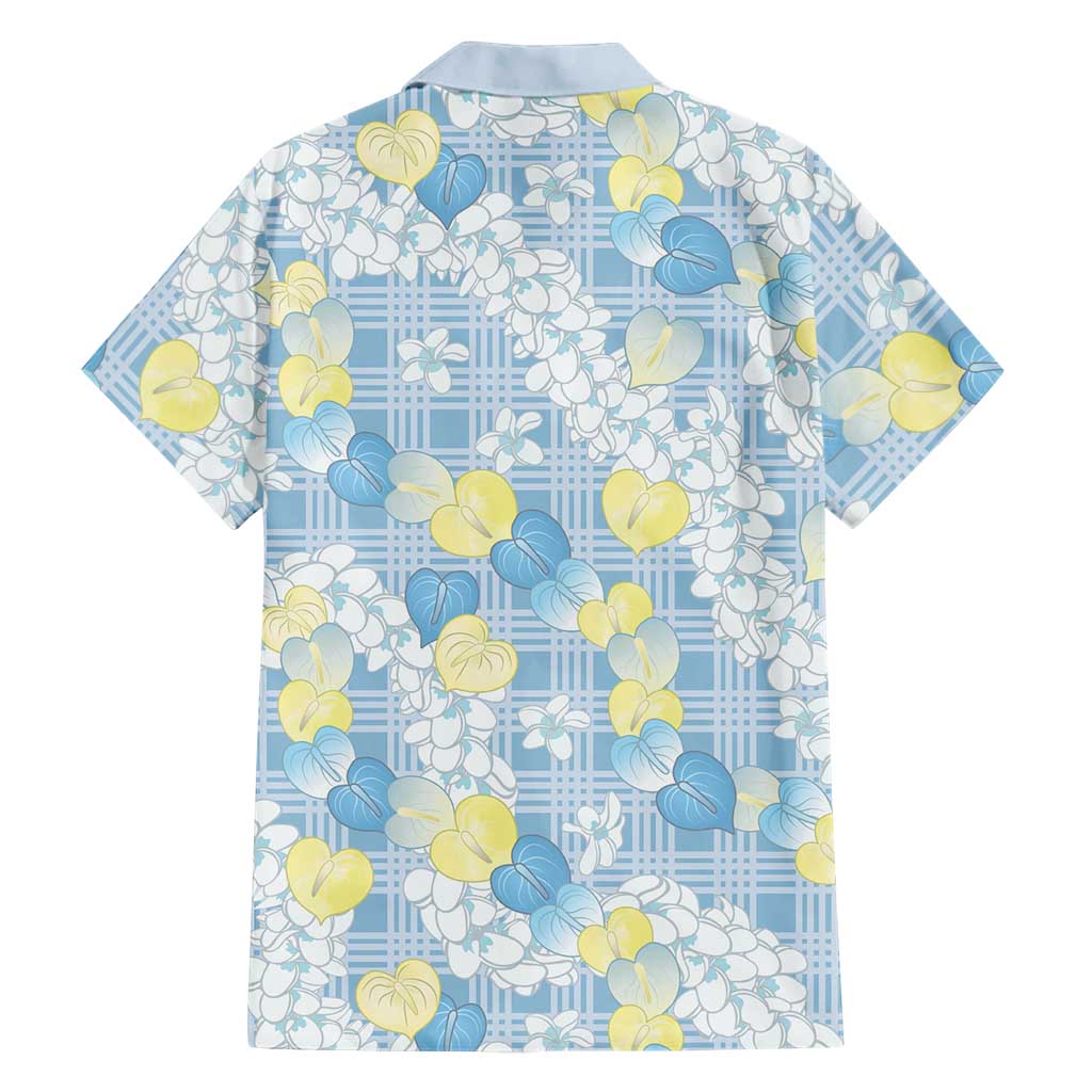 Anthurium Plumeria Lei Pastel Hawaiian Shirt Blue Hawaiian Splendid Palaka LT01