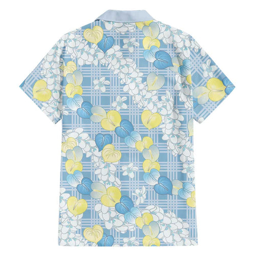 Anthurium Plumeria Lei Pastel Hawaiian Shirt Blue Hawaiian Splendid Palaka LT01