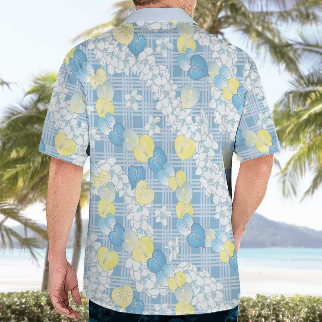 Anthurium Plumeria Lei Pastel Hawaiian Shirt Blue Hawaiian Splendid Palaka LT01