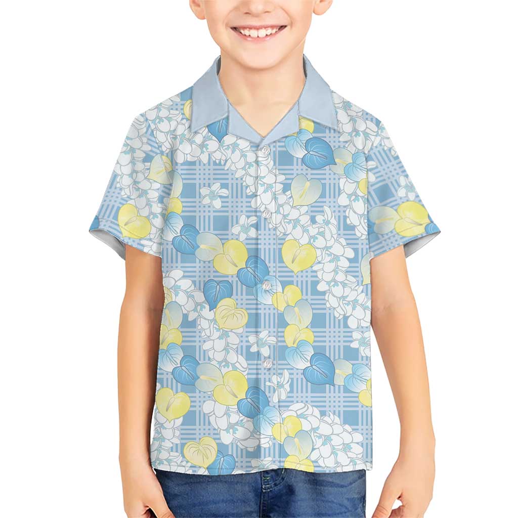 Anthurium Plumeria Lei Pastel Hawaiian Shirt Blue Hawaiian Splendid Palaka LT01
