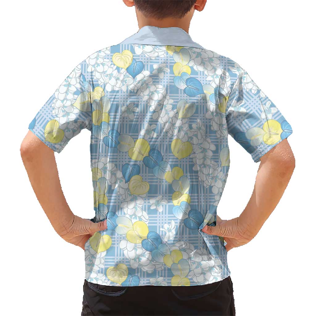 Anthurium Plumeria Lei Pastel Hawaiian Shirt Blue Hawaiian Splendid Palaka LT01