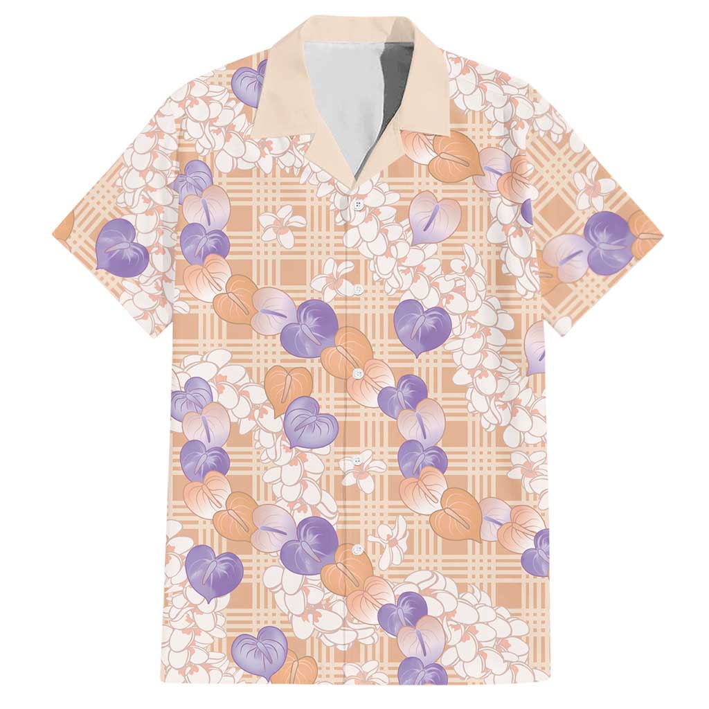 Anthurium Plumeria Lei Pastel Hawaiian Shirt Orange Hawaiian Splendid Palaka LT01