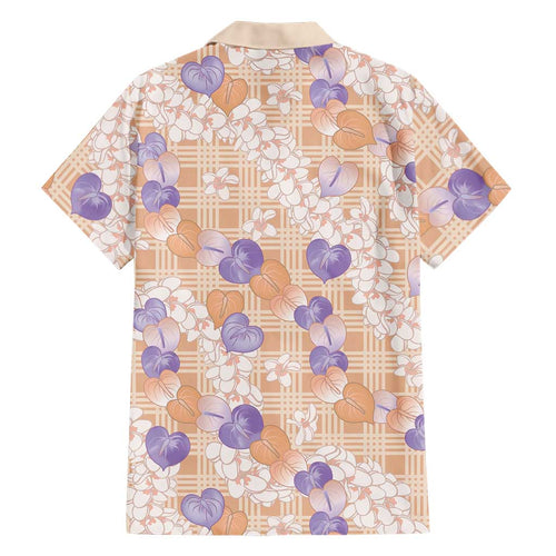Anthurium Plumeria Lei Pastel Hawaiian Shirt Orange Hawaiian Splendid Palaka LT01