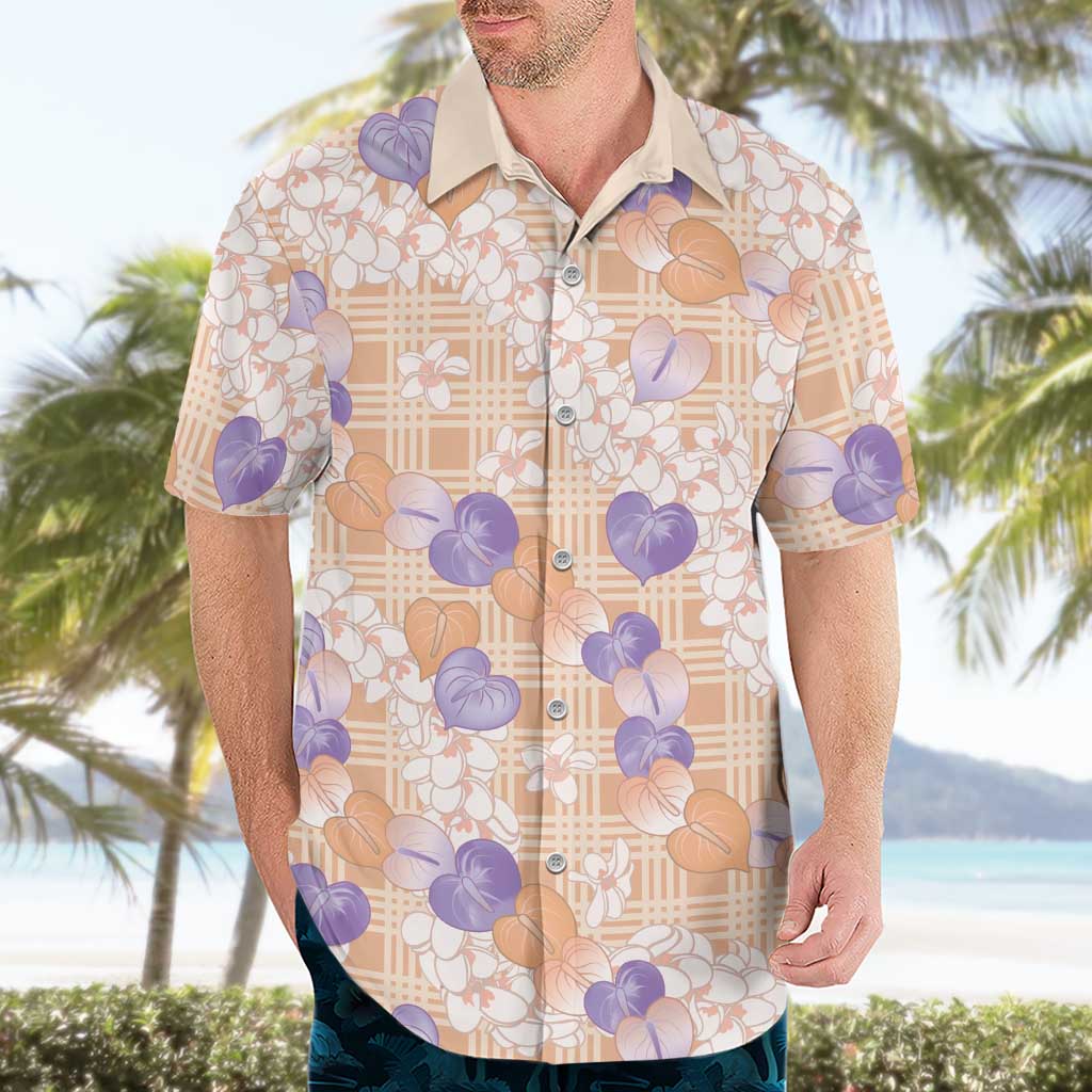 Anthurium Plumeria Lei Pastel Hawaiian Shirt Orange Hawaiian Splendid Palaka LT01