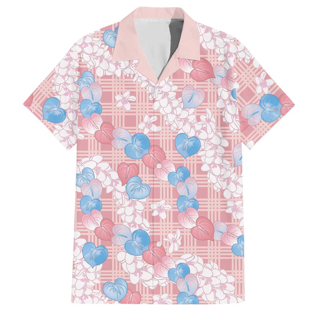 Anthurium Plumeria Lei Pastel Hawaiian Shirt Pink Hawaiian Splendid Palaka LT01
