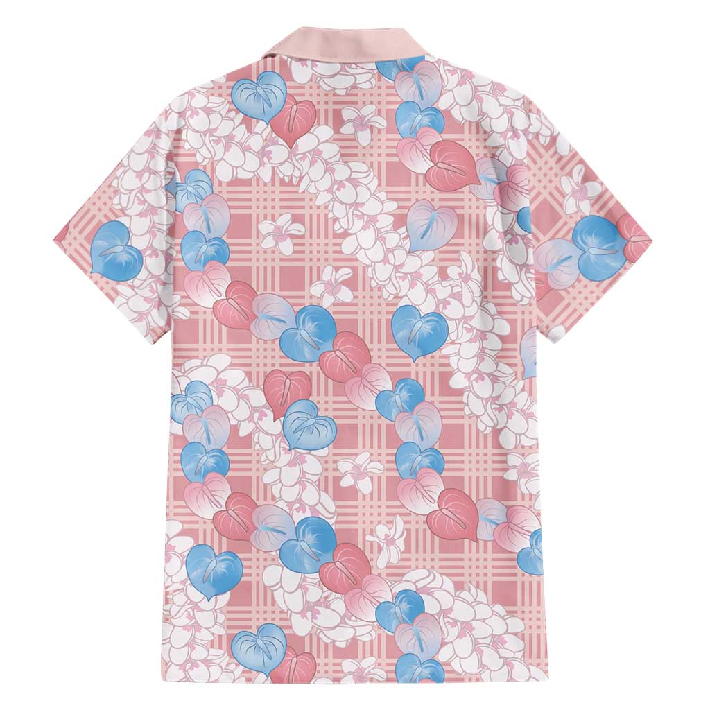Anthurium Plumeria Lei Pastel Hawaiian Shirt Pink Hawaiian Splendid Palaka LT01