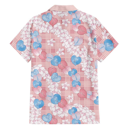 Anthurium Plumeria Lei Pastel Hawaiian Shirt Pink Hawaiian Splendid Palaka LT01