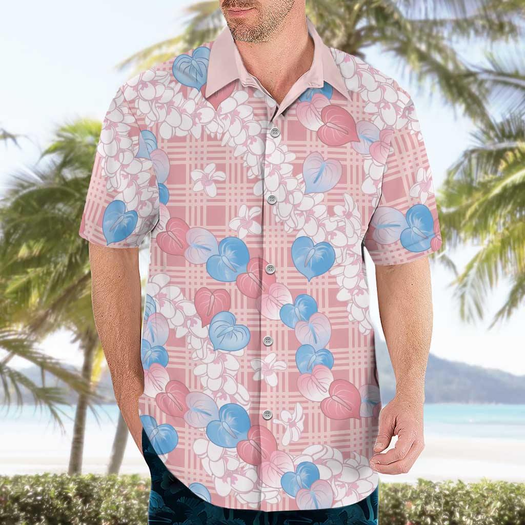 Anthurium Plumeria Lei Pastel Hawaiian Shirt Pink Hawaiian Splendid Palaka LT01