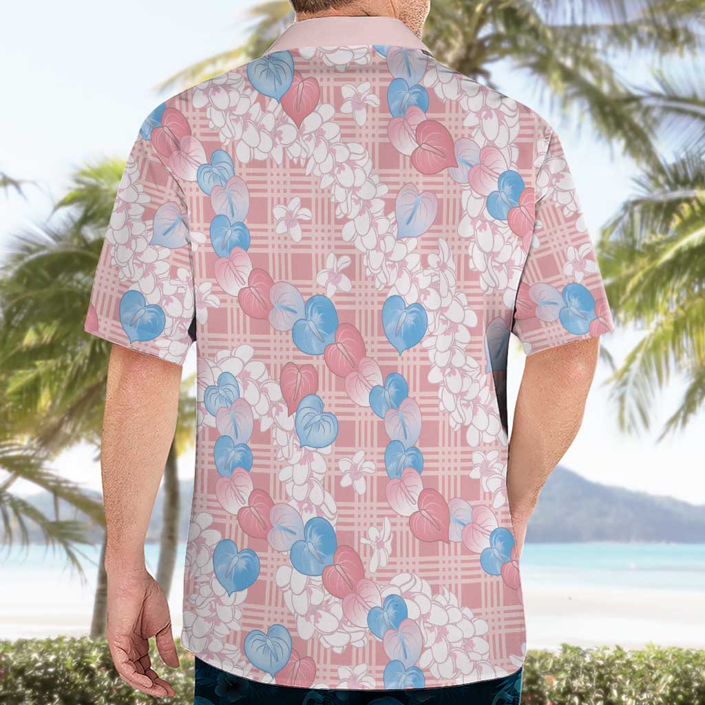 Anthurium Plumeria Lei Pastel Hawaiian Shirt Pink Hawaiian Splendid Palaka LT01