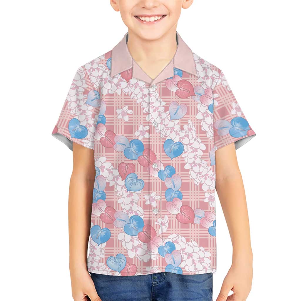 Anthurium Plumeria Lei Pastel Hawaiian Shirt Pink Hawaiian Splendid Palaka LT01