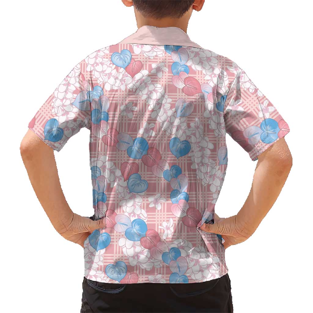 Anthurium Plumeria Lei Pastel Hawaiian Shirt Pink Hawaiian Splendid Palaka LT01