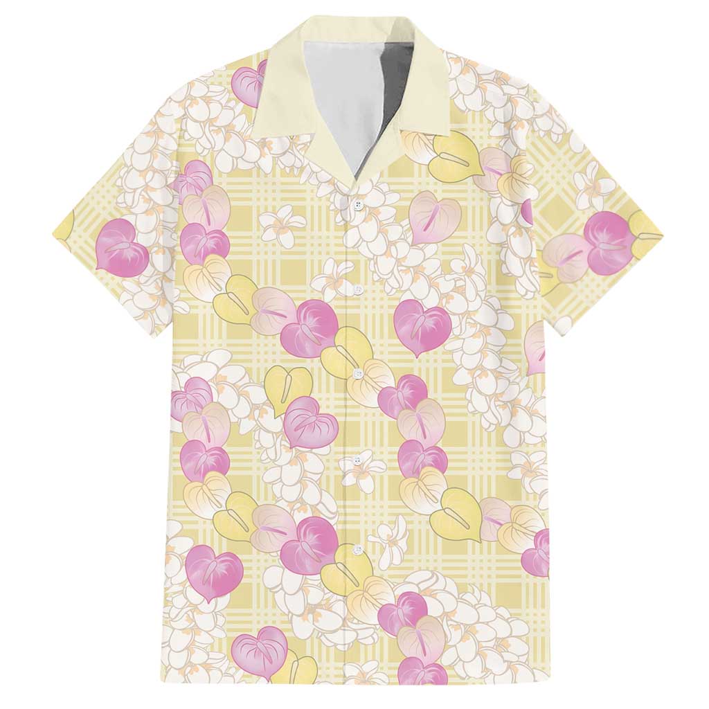 Anthurium Plumeria Lei Pastel Hawaiian Shirt Yellow Hawaiian Splendid Palaka LT01