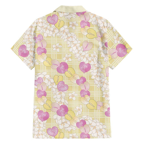 Anthurium Plumeria Lei Pastel Hawaiian Shirt Yellow Hawaiian Splendid Palaka LT01