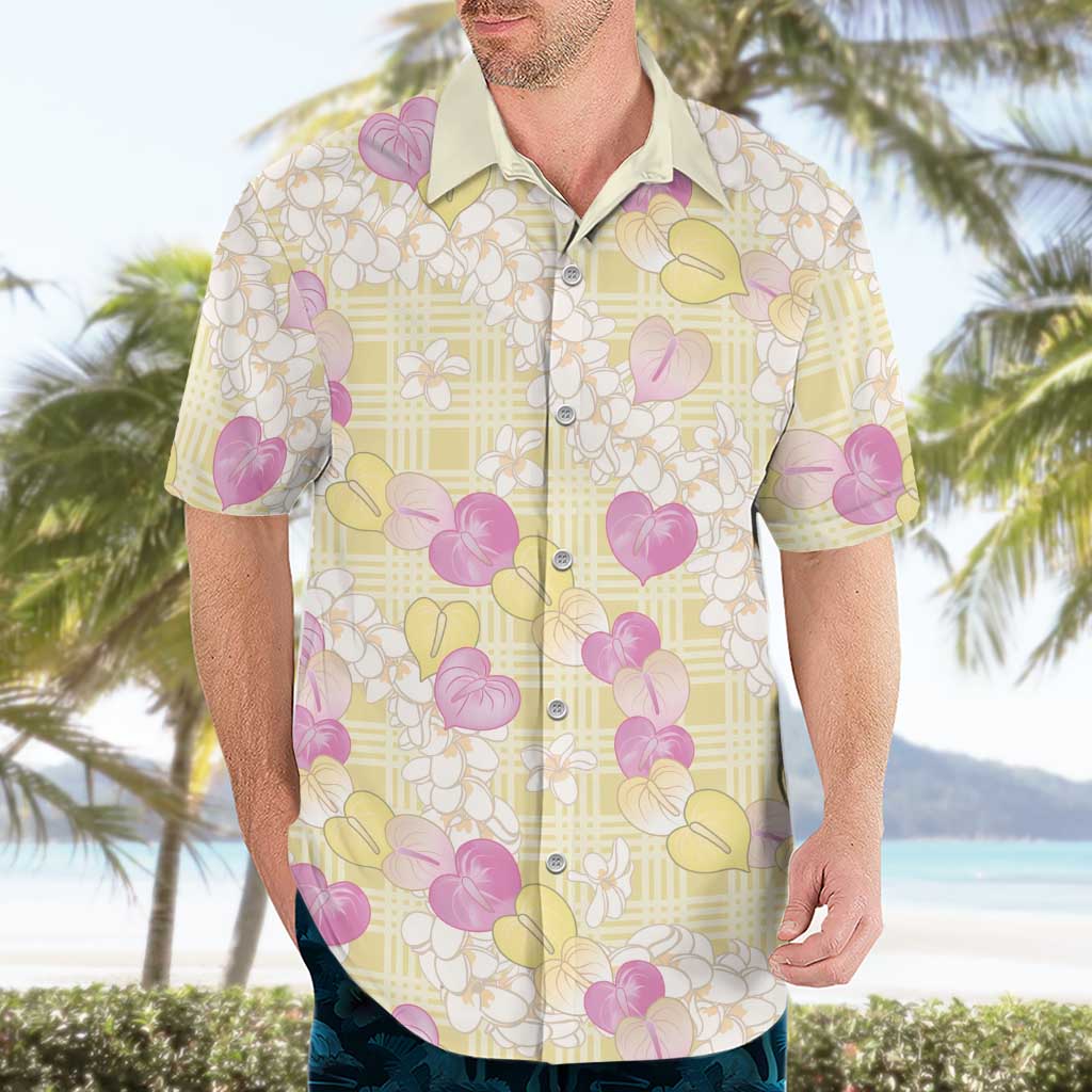Anthurium Plumeria Lei Pastel Hawaiian Shirt Yellow Hawaiian Splendid Palaka LT01