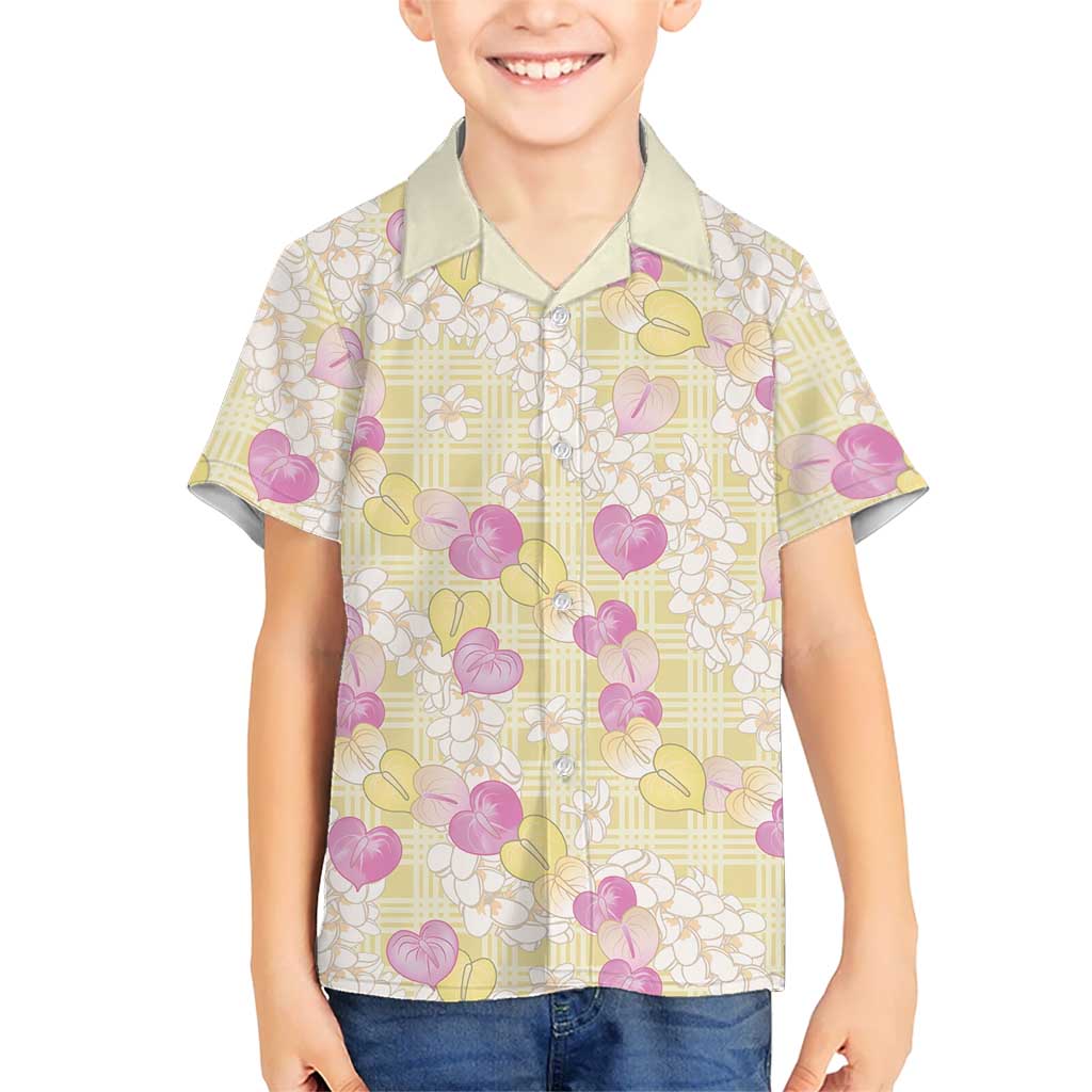 Anthurium Plumeria Lei Pastel Hawaiian Shirt Yellow Hawaiian Splendid Palaka LT01