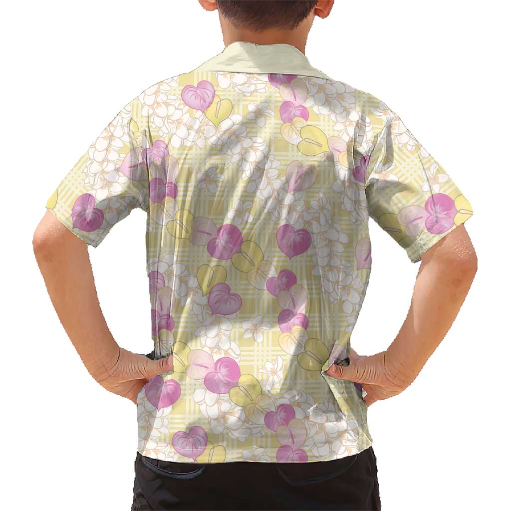 Anthurium Plumeria Lei Pastel Hawaiian Shirt Yellow Hawaiian Splendid Palaka LT01