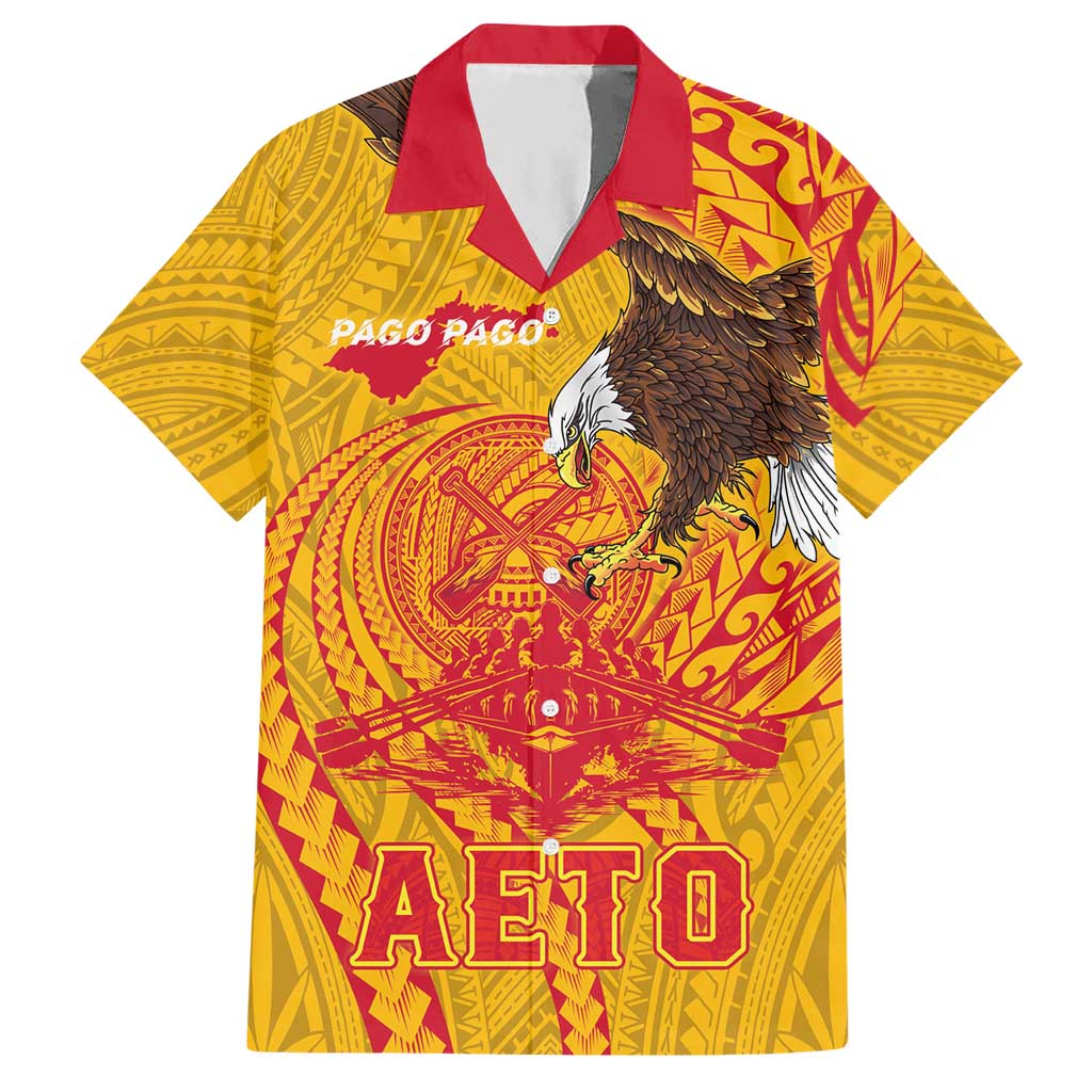Personalized American Samoa Fautasi Race Hawaiian Shirt Aeto Pago Pago with Eagle Samoan Tribal Patterns LT03