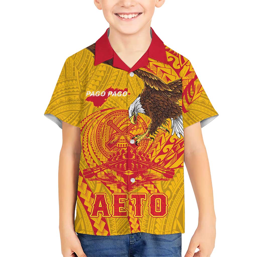 Personalized American Samoa Fautasi Race Hawaiian Shirt Aeto Pago Pago with Eagle Samoan Tribal Patterns LT03