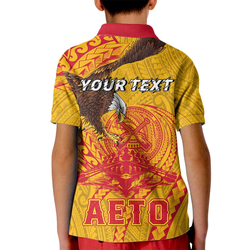 Personalized American Samoa Fautasi Race Kid Polo Shirt Aeto Pago Pago with Eagle Samoan Tribal Patterns LT03