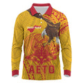 Personalized American Samoa Fautasi Race Long Sleeve Polo Shirt Aeto Pago Pago with Eagle Samoan Tribal Patterns LT03